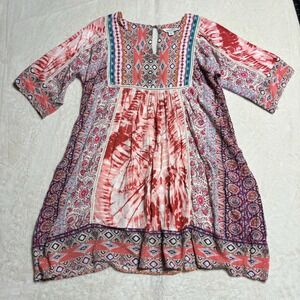 Sundance Women's Wild Provence Boho Festival Dress Large Tie Dye Patchwork Flowy